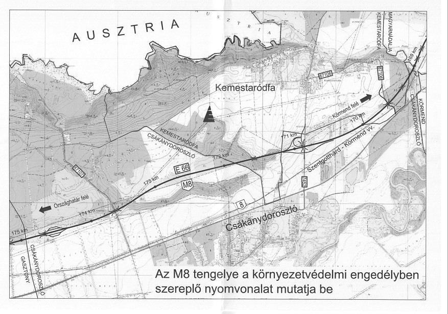 57. ábra - Az M8-as főút egyik lehetséges nyomvonala.