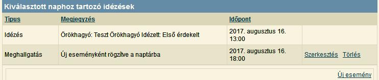 kép Egy adott napra kattintva a naptár alatt megjelennek a naphoz kapcsolt események (29. kép). 29.