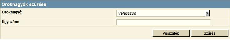 A közjegyző, a leltár oka és az eljárás típusa kiválasztását lenyíló lista segíti. Az illetékes közjegyzőt a rendszer az adott település közjegyzői közül engedi kiválasztani.