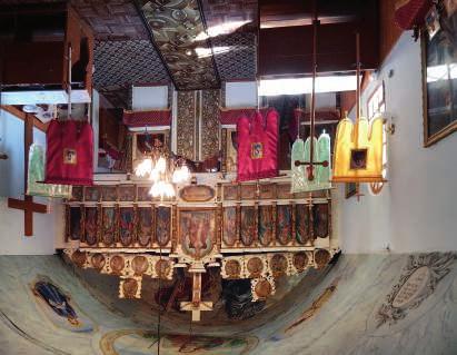 A templombelsõ a helyreállítás megkezdése elött mos barokkos elem jelent meg az átépítés idején.