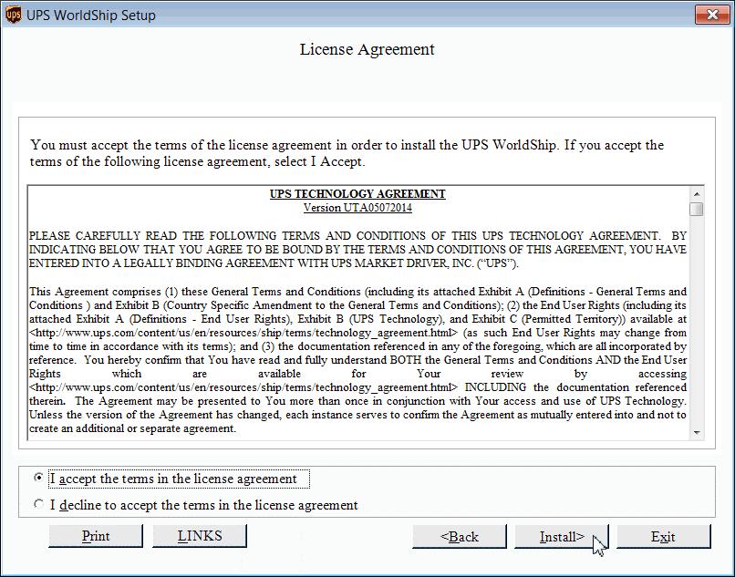 8. Megjelenik a LINKS (HIVATKOZÁSOK) ablak. Kattintson rá a kívánt hivatkozásra. Ha végzett, kattintson a Close (Bezárás) gombra. 9. Megjelenik a License Agreement (Licencszerződés) ablak.