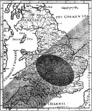 Általa rajzolt térkép a napfogyatkozásról Néhány egyéb eredmény: 1699-1700: második atlanti expedíció mágneses irány változásai