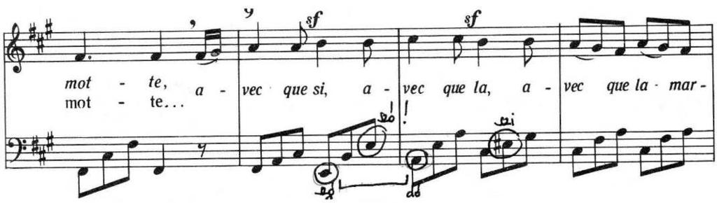 179. ábra "Barokk típusú" szekvencia 7. Beethoven: Marmotte Op. 52. No. 7.: A dallamhoz tonikai orgonapontra épülő basszus társul, mely nehezíti a harmóniai elemzést.