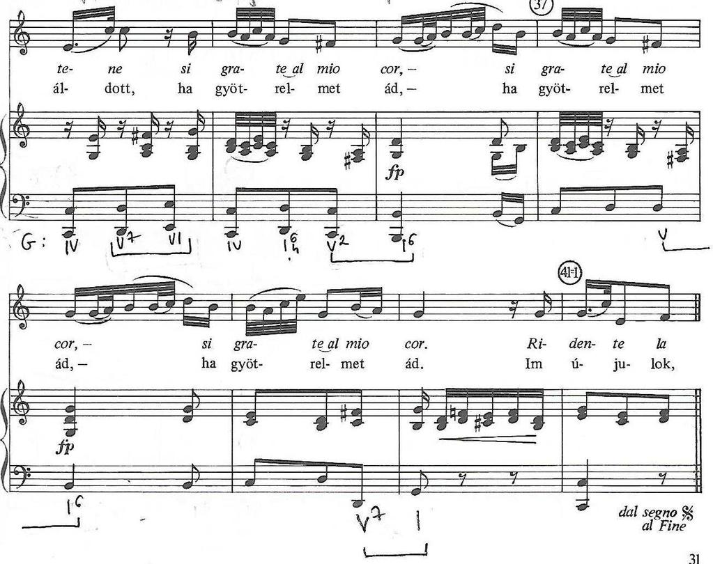 194. ábra Zárlatok a szemelvény 34-41. ütemében XI. Mozart: Nocturno KV. 436. No. 1.: Az idézet után található a II.