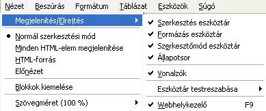 A program használata A Szerkesztőmód eszköztáron kiválaszthatjuk, hogy milyen módban szeretnénk az oldalt szerkeszteni.
