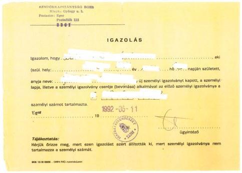 hatósági igazolvány (a lakcímigazolvány