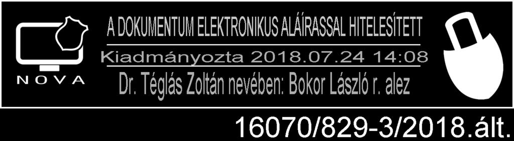 0 Kibocsátó szervezet: Törökszentmiklósi Rendőrkapitányság Alkalmazási terület: a Törökszentmiklósi Rendőrkapitányság hatáskörébe tartozó eljárások A kibocsátás dátuma: