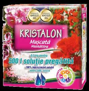 Kristalon Muskátli A220/26 0,5 kg 1 024 16 859254200 49 33 3105 20 10 korlátlan egyedi összetétel a virágzás aktivátornak köszönhetően (50% foszfor SUPER P polifoszfát formájában a növények számára