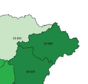 738 Ft/ha/év) voltak megfigyelhetők, de 50 ezer Ft-ot meghaladó átlagos értékek jellemezték még az Északalföldi és Dél-dunántúli területeket is.