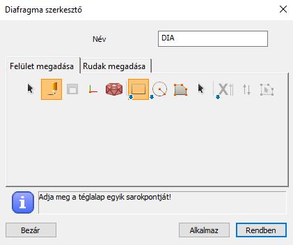 távolságukat a diafragma síkjában. Diafragma elem segítségével síkjukban merev szerkezeti elemek, például födémek, trapézlemezes burkolatok modellezhetőek egyszerűen.