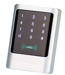 érintőgombos, beltéri, önálló működésű RFID (125 khz EM) proximity kártyaolvasó és kódzár.