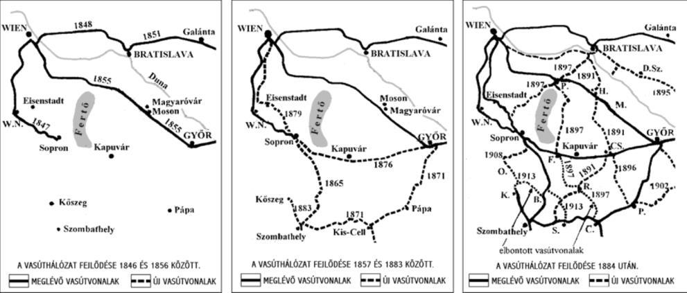 Burgenland közlekedése 339 Károlyváros Fiume és a Száva folyását követő vasútvonal terve. Ezek a tervek aztán leegyszerűsödtek, míg végül létrejött az 1865-ben átadott Sopron- Kanizsa vonal.