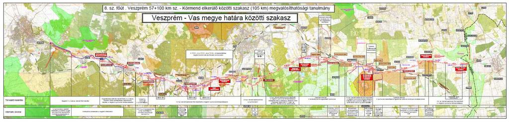 A II. szakasz (Veszprém Körmend) elemeinek vázlatos ismertetése II. szakasz átnézeti térképe II. szakasz átnézeti térképe (Veszprém Vas megye határa közötti szakasz) II.