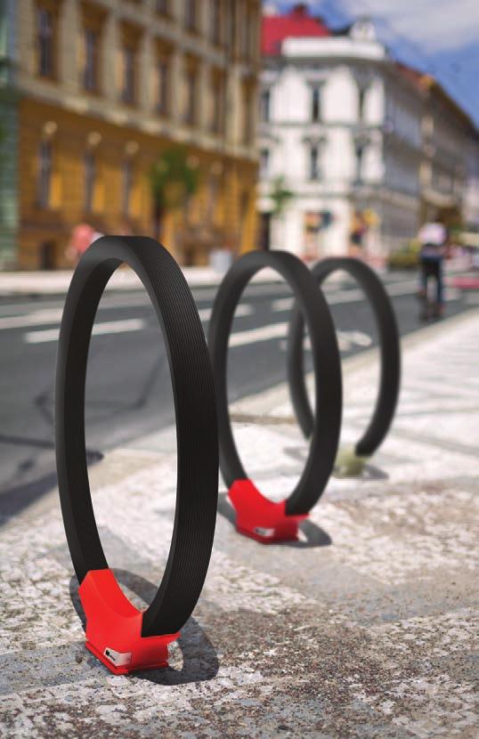 gomez NEW 2018 A minimalisztikus kör alakú állványt két anyagréteg alkotja: belül a horganyzott acélváz, kívül a gumiborítás. A gyűrű egy öntött alumínium tartószerkezeten áll.