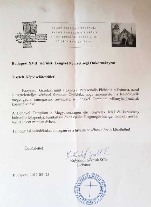 13./ Döntés a Lengyel Perszonális Plébánia támogatásáról a 2017 decemberében megrendezésre kerülő karácsonyi ünnepséggel kapcsolatban (szóbeli előterjesztés) Buskó András: tájékoztatja a megjelent