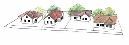 6. ÉPÍTÉSZETI AJÁNLÁSOK Új családi házas lakóterületek Telepítés, telek beépítése Új épület telken belüli telepítését a környező épületekhez igazodóan szükséges meghatározni, a kedvező utcakép