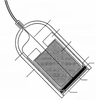 Az H orrás elépítése öldelt kábel műanyag ház aktív kábel akusztikus szigetelő tompító egység aktív elektróda piezoelektromos kristály, / öldelt elektróda illesztő réteg, /4 bőr Az H impulzusok