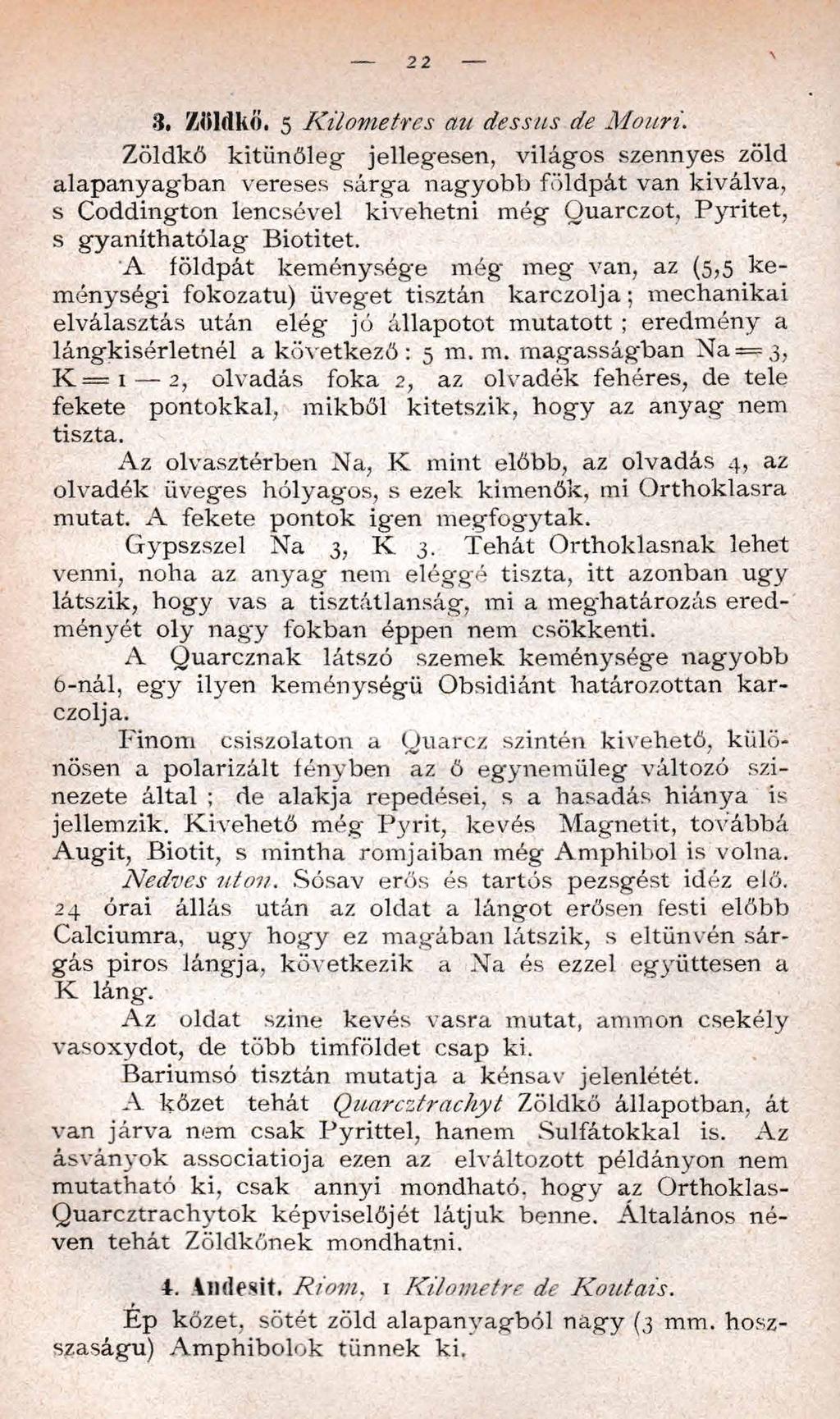 22 3. Zöldkő. 5 Kilom etres au dessus de M ouri.