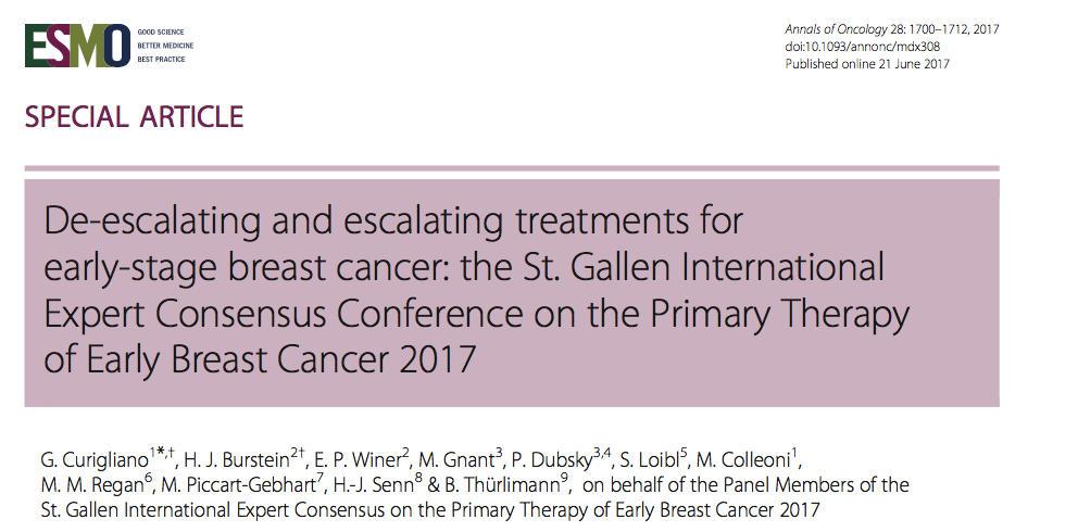 G. Curigliano, H. J. Burstein, E. P. Winer, M. Gnant, P. Dubsky, S. Loibl, M. Colleoni,M. M. Regan, M. Piccart-Gebhart, H.-J. Senn8 & B. Thu rlimann, on behalf of the Panel Members of the St.