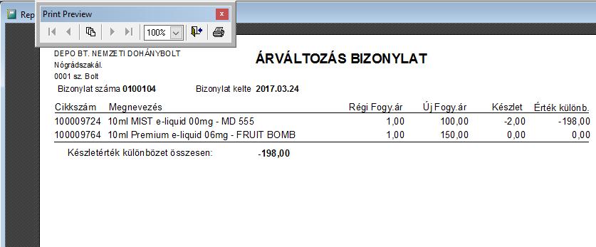 Árváltozási bizonylat