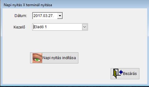 e. 2., Napi zárás Minden nap a munka befejezésekor a napi zárást el kell indítani.