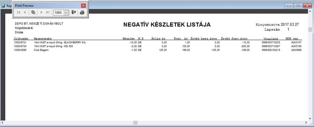 szereplő zárókészlet értékéhez, és a két érték között nem lehet jelentős eltérés!