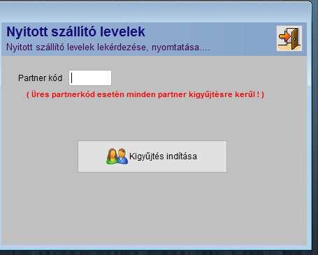 Nyitott szállítólevelek lista (minta) 4.