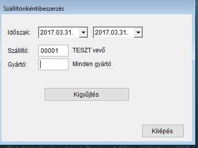 e. 7., Szállítónkénti / gyártónkénti értékesítés Időszaki paraméterezéssel lekérdezhető adatok szállítói vagy gyártói értékesítésekről.