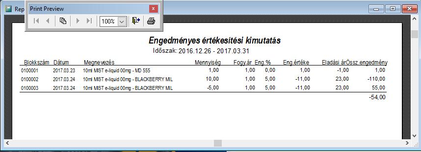 Engedményes értékesítési lista (minta) 15.
