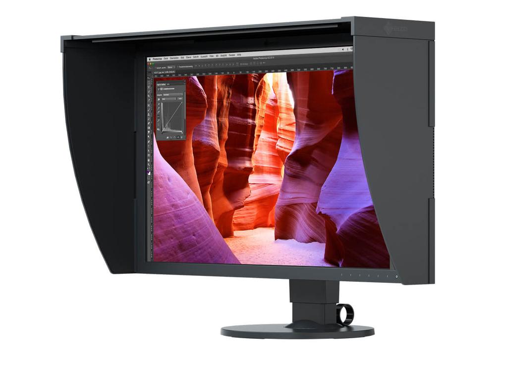 ColorNavigator kalibrációs szoftverrel és árnyékoló ernyővel 27" Graphics-Monitor CG2730 Ön előnyei Köszönhetően a True-Black-Panel képernyőnek, a 16 bites Look Up Table-nek és a tartozékként