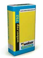 rétegvastagságig nagy nyomó és tapadószilárdságú repedésmentesen szilárdul fagy- és sóálló weber rep 752 H M736 kb. 20 kg/m 2 /cm weber.rep 751 (Cerinol ZH) weber.