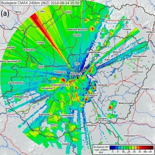 Az OMSZ szakemberei különféle szűrő eljárásokkal a zavarok többségét ki tudják küszöbölni, ugyanakkor még ennek ellenére is előfordulhatnak WLAN hibák a végső képeken (19. ábra). 19.ábra. 2018.