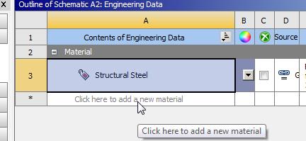 Engineering Data anyagjellemzők megadása: Itt alapból egy pipa látható, mivel a program alapértelmezésként feltételezi, hogy acélt