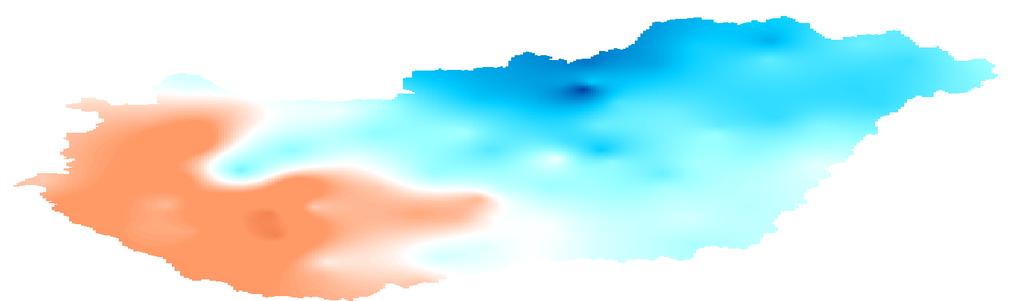 A 2012. december havi középhőmérséklet területi eloszlása C 2.0 1.5 1.0 0.5 0.0-0.5-1.0-1.5-2.0-2.5-3.0-3.5-4.0 Az alábbi ábrán a havi A középhőmérséklet 2012.