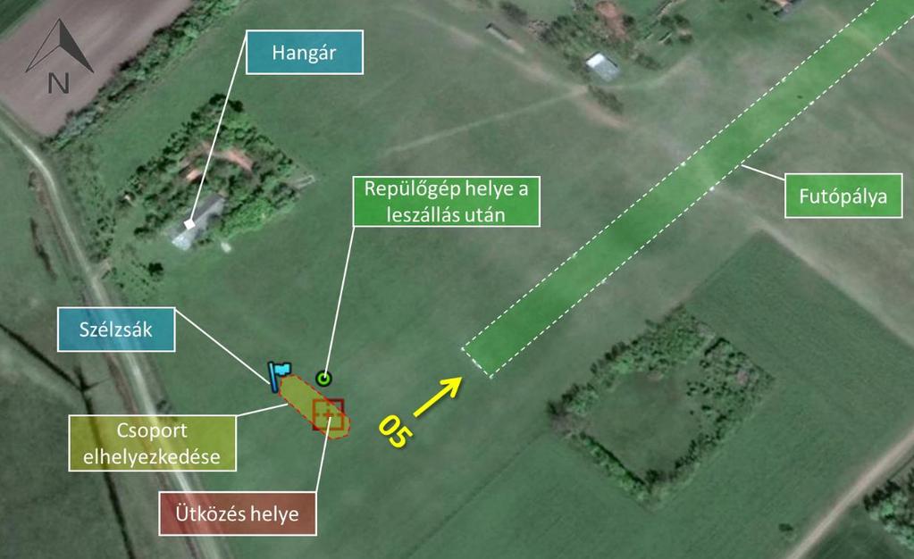 visszafordulással 05-ös futópálya irányba, ismételt áthúzással repült el a földön tartózkodók közelében.
