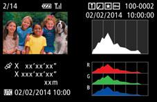 Videók Váltás a kijelző nézetei között Egyszerű információs nézet Részletes információs nézet RGB hisztogram, GPS információs nézet Videók Túlexponálási figyelmeztetés (a képek fényes részleteinél)