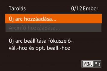 Az arcazonosító adatok regisztrálása Legfeljebb 12 ember adatait (arcadatok, nevek, születésnapok) regisztrálhatja az arcazonosításhoz. 1 Jelenítse meg a beállítási képernyőt.