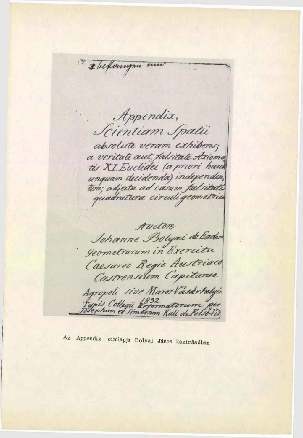 Az Appendix címlapja