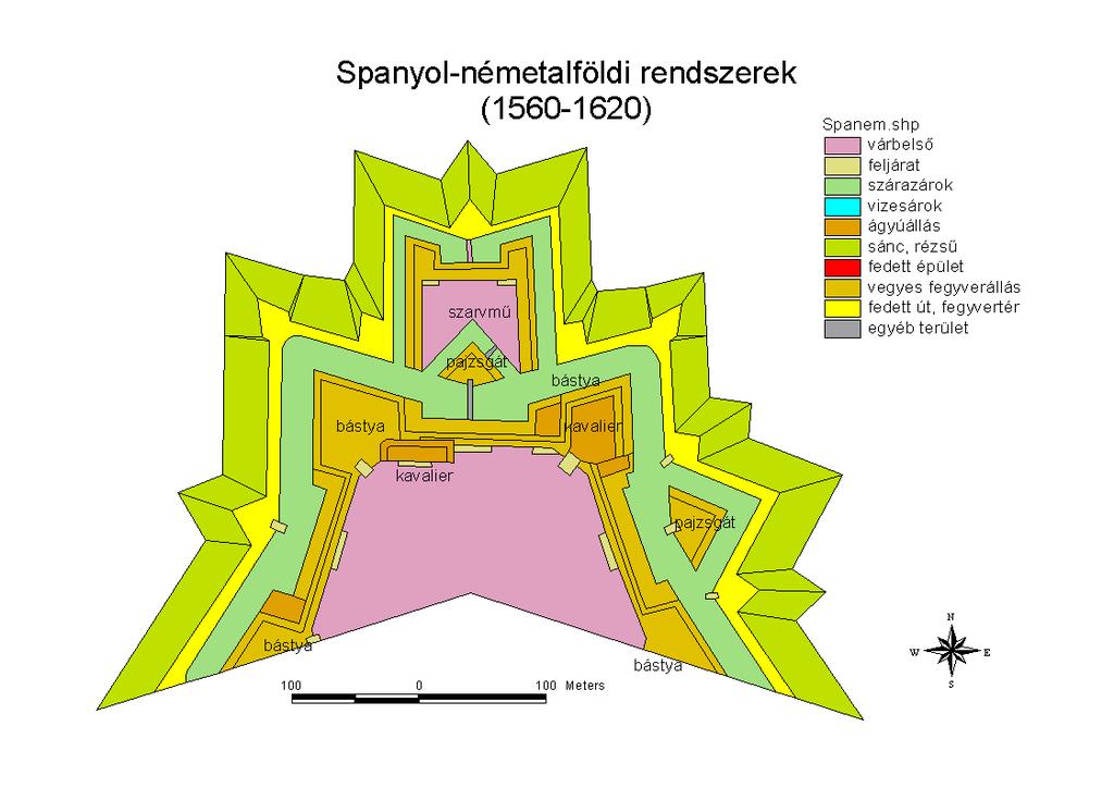 Spanyol-németalföldi rendszerek (1560-1620) Az erődépítkezések fejlődésének nagy lökést adott a németalföldi térség, ahol a spanyol hatalom folyamatos ellentétben állt hol a holland, hol a francia