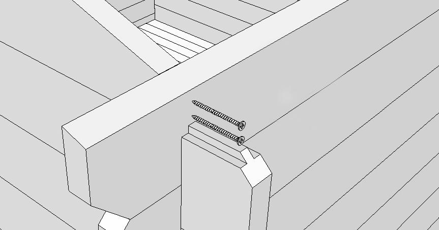 Az 1. rajz szerint építse tovább a falakat deszkasort deszkasorra rakva a 6. oldalfaldeszkáig. Ezután a kétszárnyú ajtó felszerelése és beépítése következik.