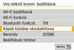 Fényképek küldése okostelefonra a fényképezőgépről Ha létrejött a Bluetooth-kapcsolat (csak Android rendszerű eszközökön) vagy a Wi-Fi-kapcsolat, a fényképezőgépről képeket küldhet az okostelefonra.