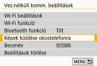 Fényképek küldése okostelefonra a fényképezőgépről Ha létrejött a Bluetooth-kapcsolat (csak Android rendszerű eszközökön) vagy a Wi-Fi-kapcsolat, a fényképezőgépről képeket küldhet az okostelefonra.