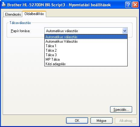 tulajdonságok párbeszédablakban az Általános fülnél a Nyomtatási beállítások... opcióra kattintva érheti el.