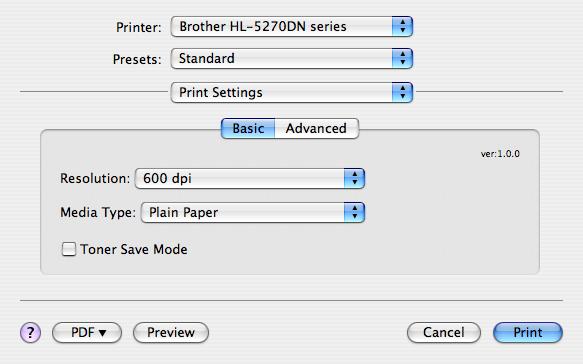 3. Illesztőprogram és szoftver Nyomtatási beállítások 3 A Print Settings lista segítségével az alábbi beállításokat változtathatja meg: Basic (Alapvető) fül Resolution (Felbontás) A felbontást az