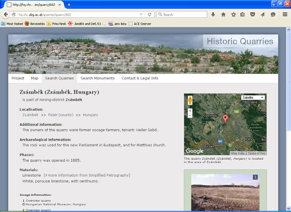 Példák Történeti kőbányák: bányahelyek Példák CERAMIS MÖB-DAAD
