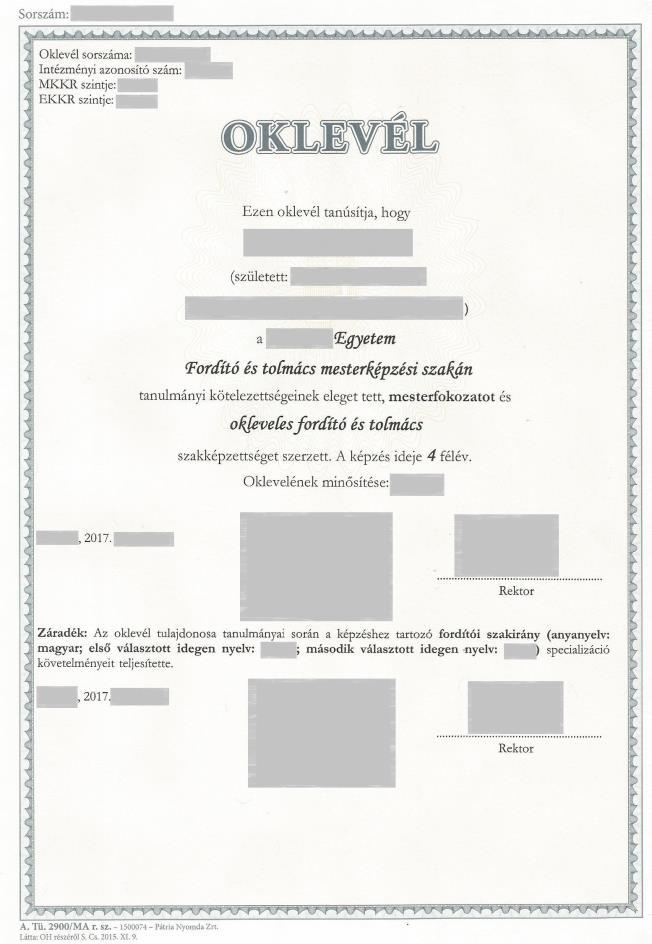 A 2016 ősze óta működő rendszerben a mesterképzési szakokon megszűntek a szakirányok, és helyettük minimum 30 kredites specializációt lehet választani, amely nagyon széles palettán mozoghat a