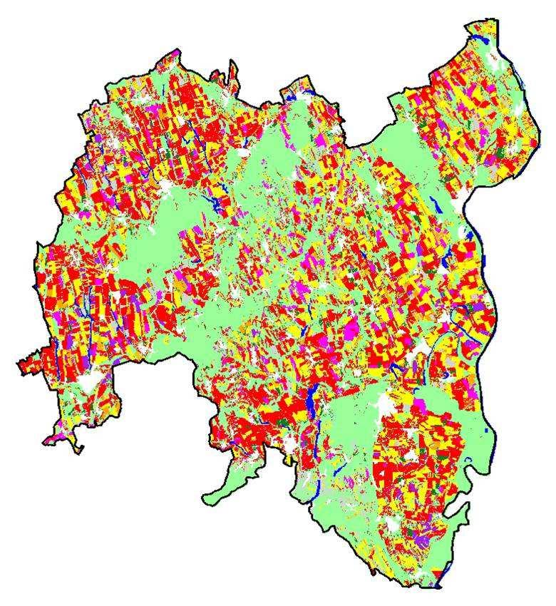 8.10. ábra. Növénytérkép egy strátumra, jobbra a jelmagyarázat. 8.14.