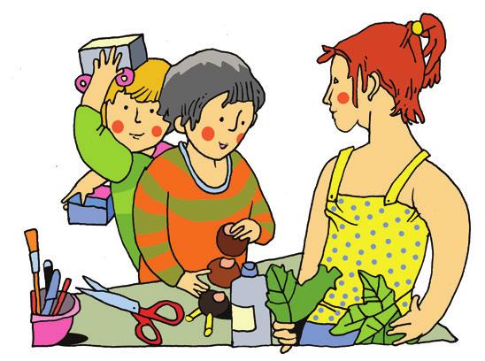 Az elkészült mun ka darabokkal díszítet ték a tantermet és a lyosót.