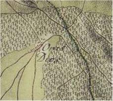 20. ábra Diósd területe a 1. katonai felmérésen 1782-1785-ben A második katonai felmérésen jól láthatóan elkezdett bővülni a lakóterület elsősorban észak (Duna utca) és kelet (Szabadság utca) felé.