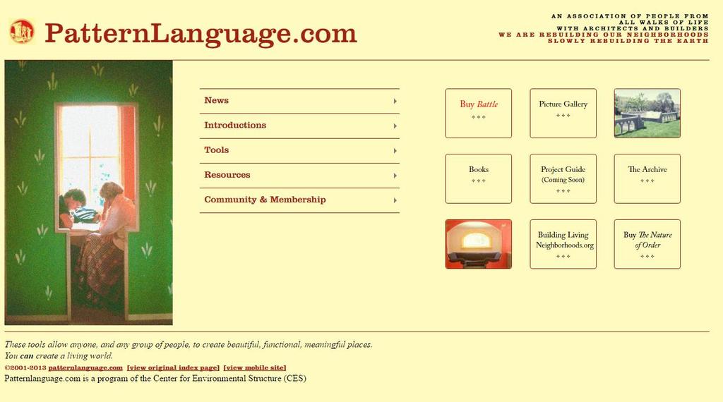 A Pattern Language A félháló elmélete az építészetben Az elmélet átültetése a gyakorlatba Az elmélet utóélete A